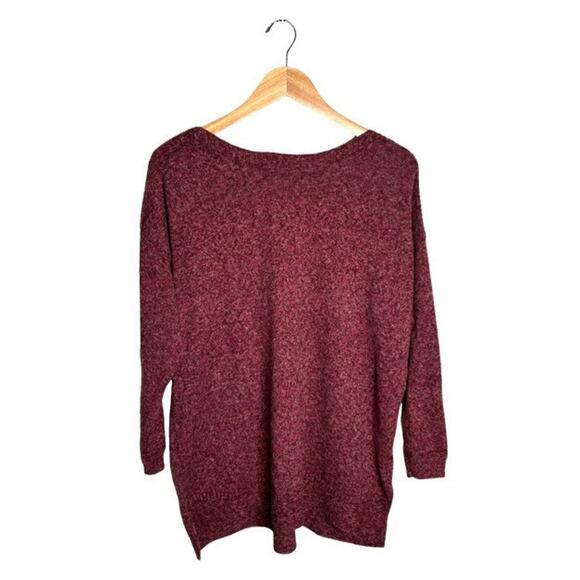 Old Navy Boat Neck Sweater Size XL Dark Pink Marled Tunic Length Knit Casual - Picture 1 of 7